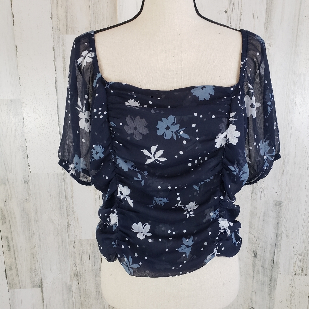 Express Rouched Floral Top Size Large